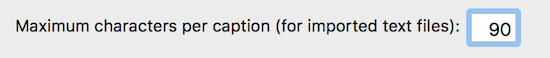 the maximum characters per caption setting in the Preferences window